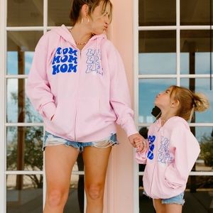 Slyfox Threads X Krista Horton zip up hoodies for mom and kid
